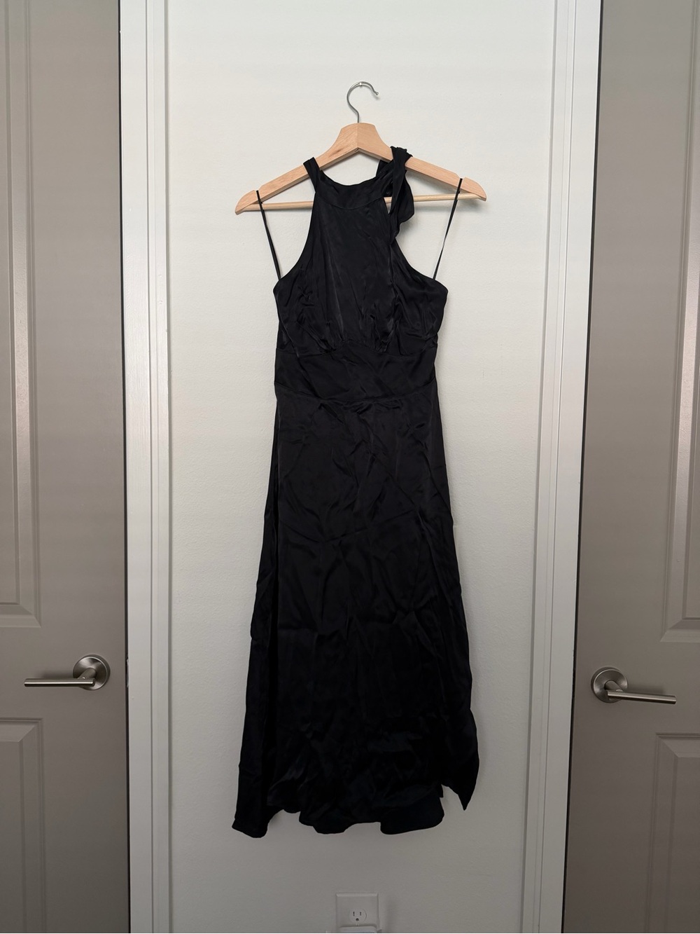 ABERCROMBIE • satin halter neck midi dress